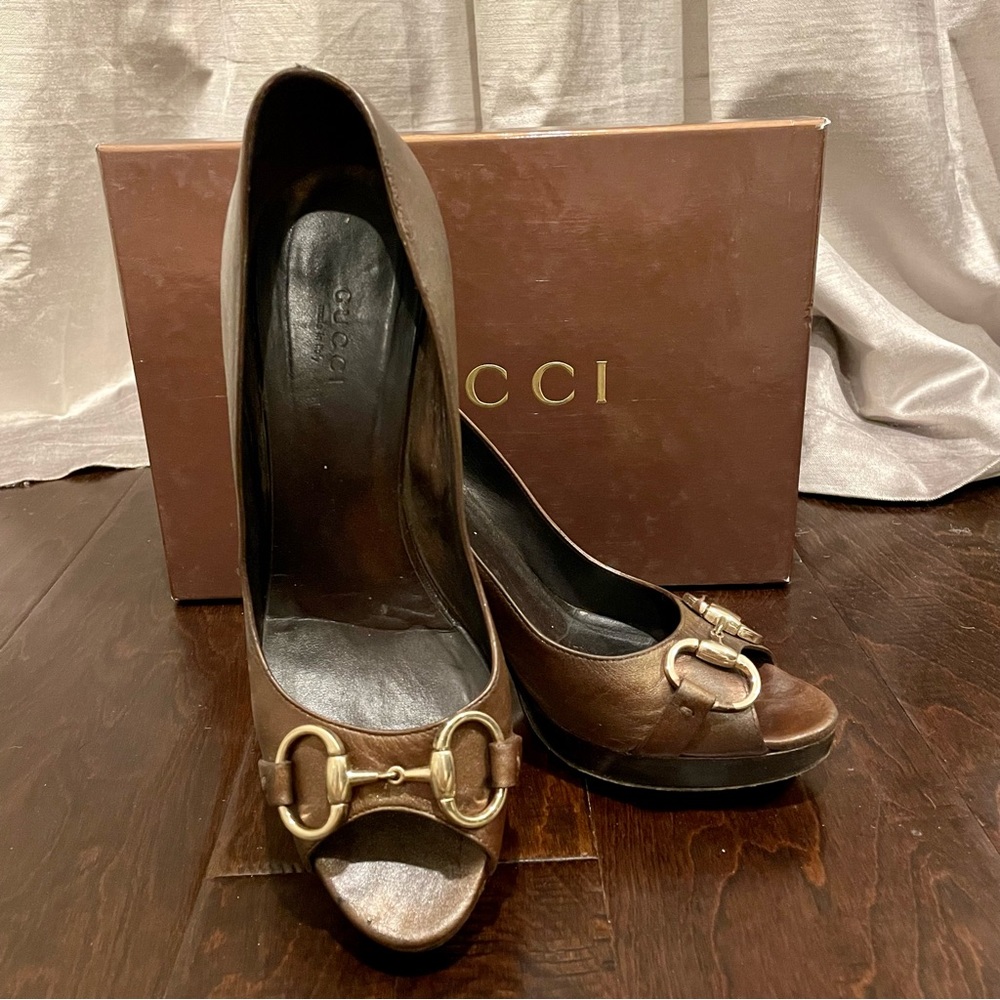 Authentic Gucci Horsebit Platform Pumps